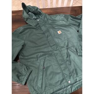 Carhartt Storm Defender Jacket Mens Green Hooded Waterproof Workwear Outdoor